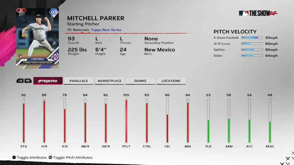Topps Now Mitchell Parker - Season 1 Awards Drop 5 Pack