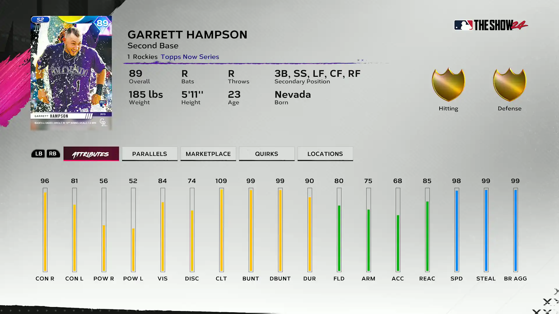 Topps Now Garrett Hampson - Team Affinity Season 2 Chapter 1