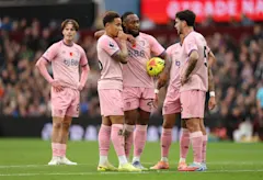 Marcus Tavernier and Antoine Semenyo in discussion for Bournemouth at Aston Villa