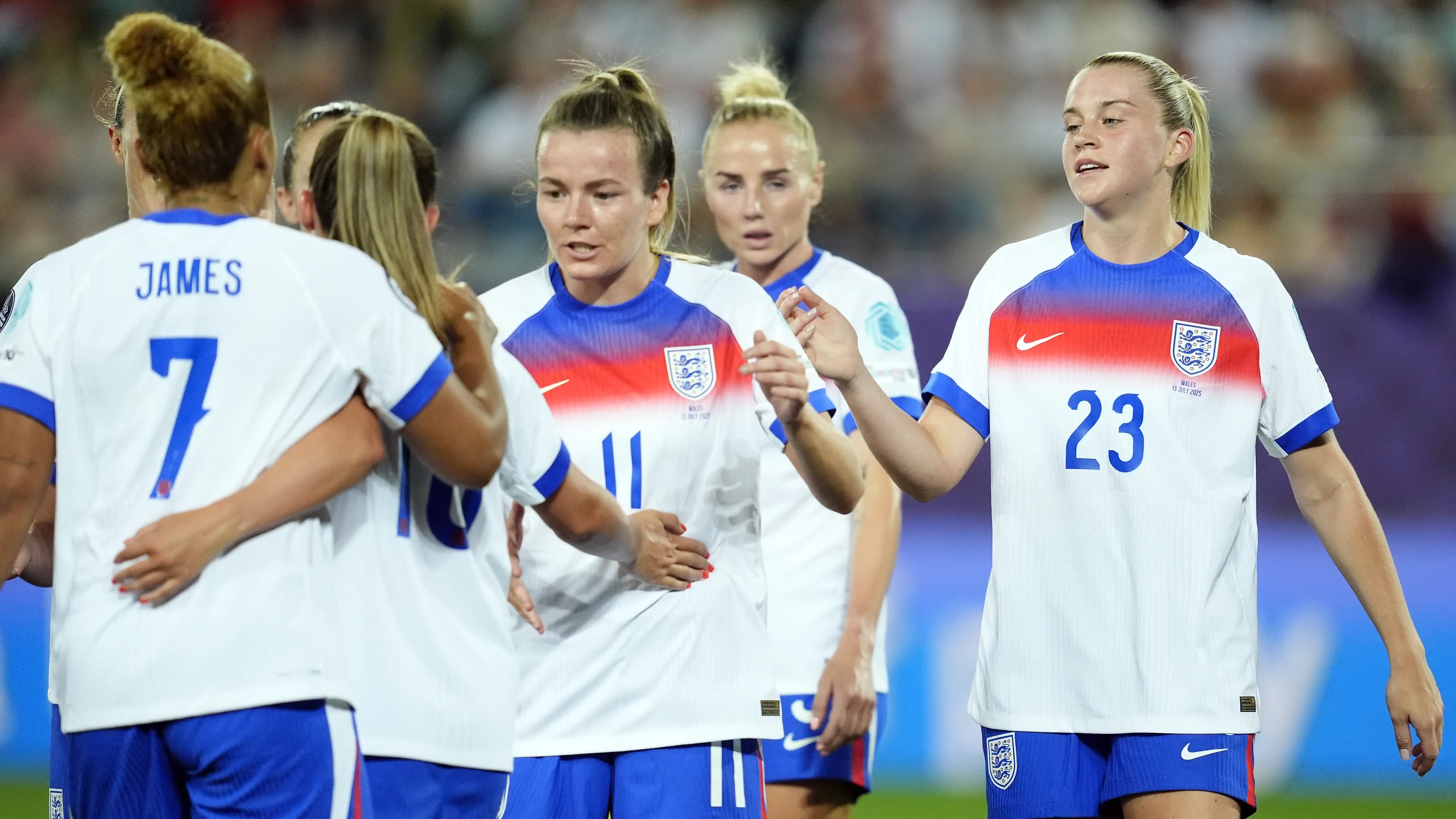 Alessia Russo, right, scored in England’s win