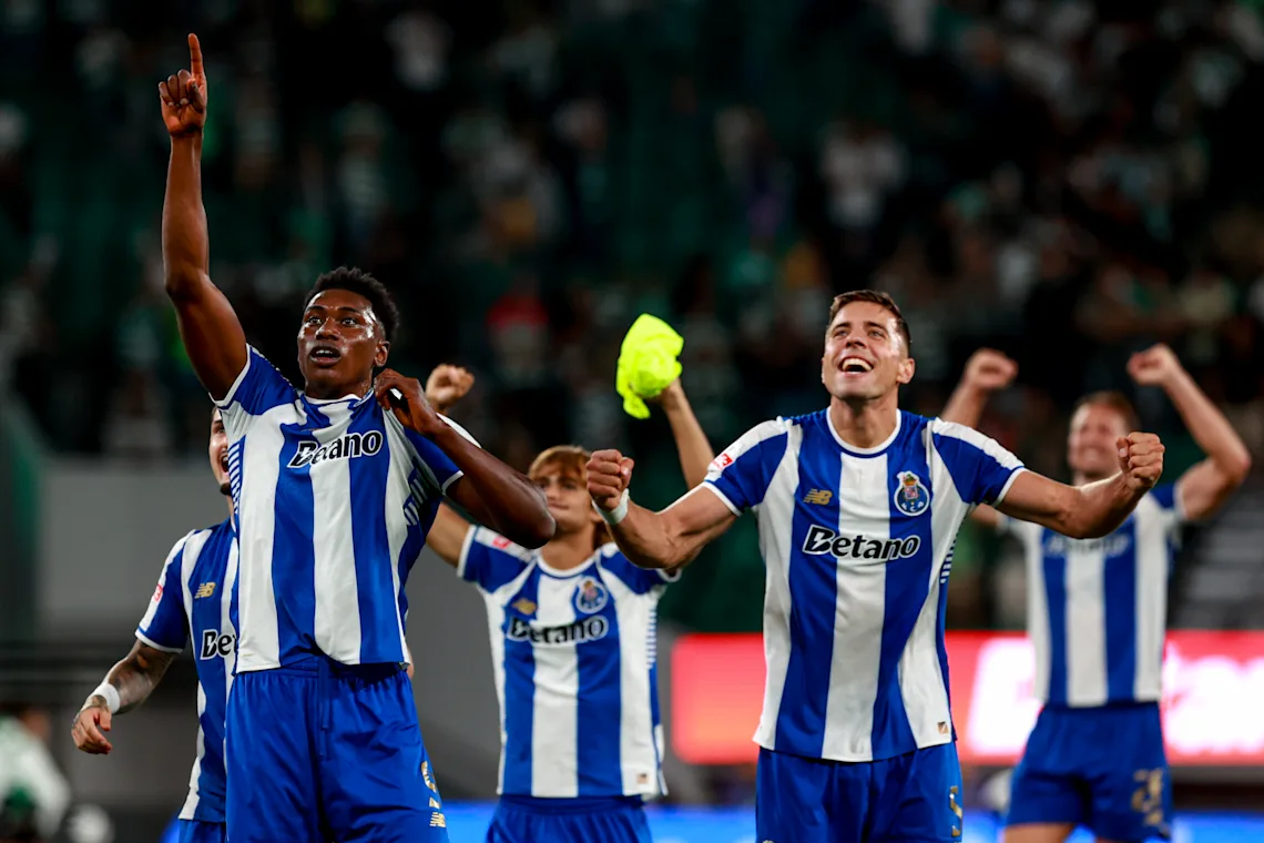 FC Porto celebrate at the end of their 2-1 win at Sporting CP back in August