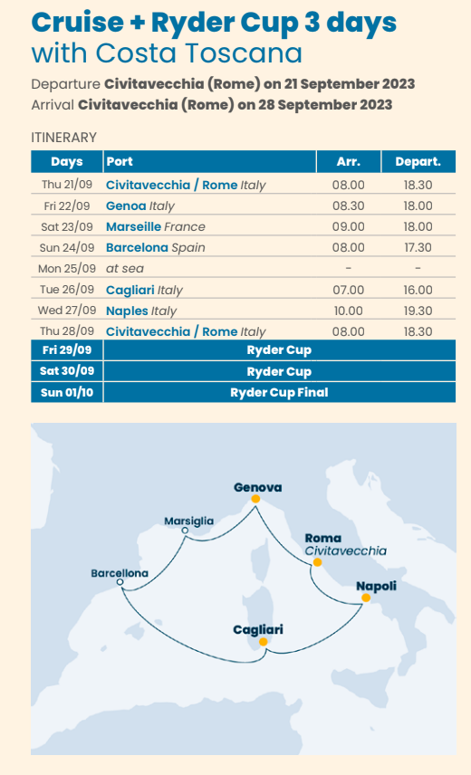 Costa Toscana Cruise + Ryder Cup 3 Days