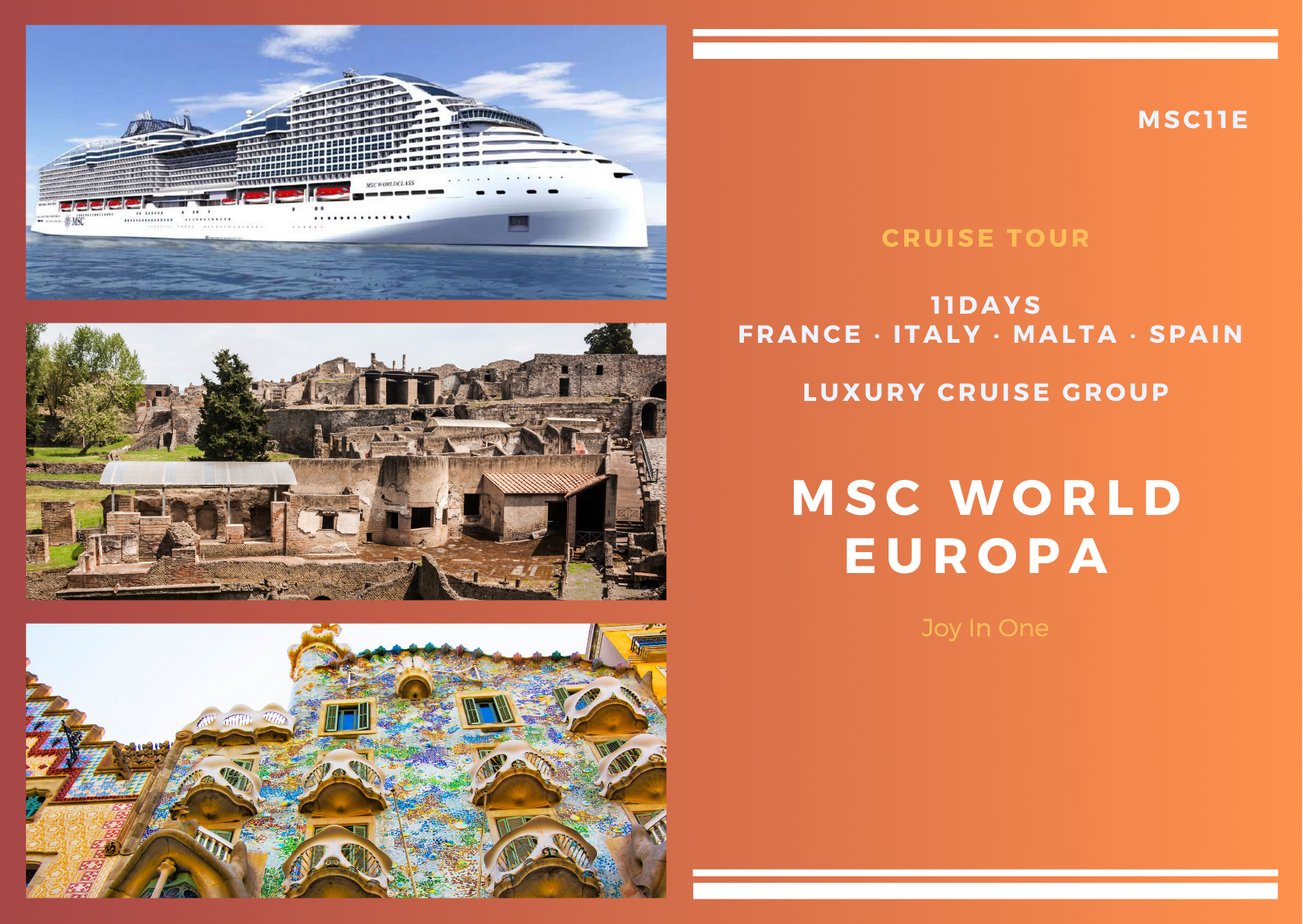 MSC World Europa 11-day cruise group France‧Italy‧Malta‧Spain (MSC11E)