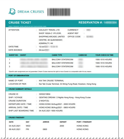 Dream Cruises - Cruise Ticket