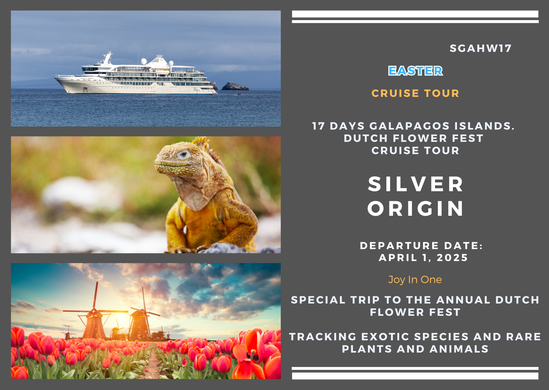 17 days Easter only! Galapagos Islands Luxury Cruise Tour Silver Origin (SGAHW17)