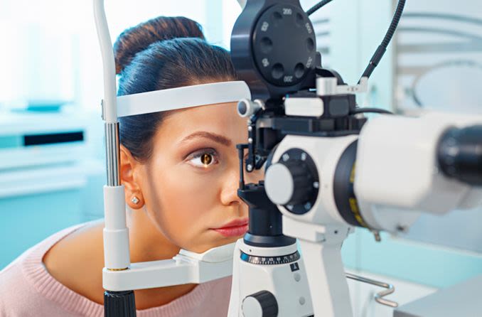 woman having an eye exam