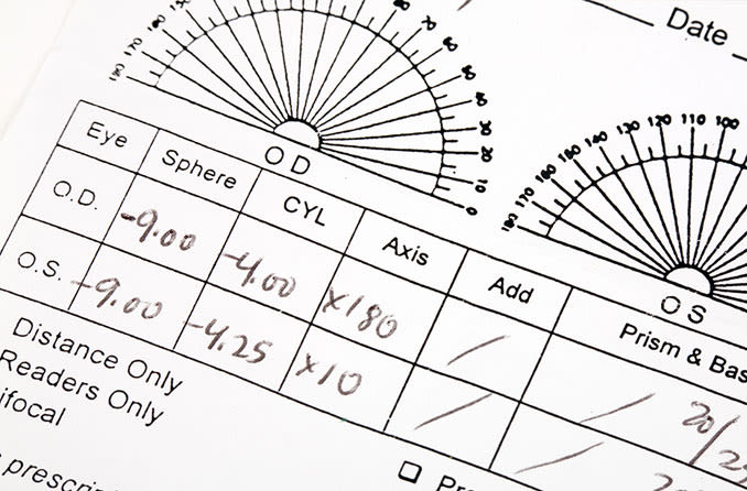 example spectacle prescription