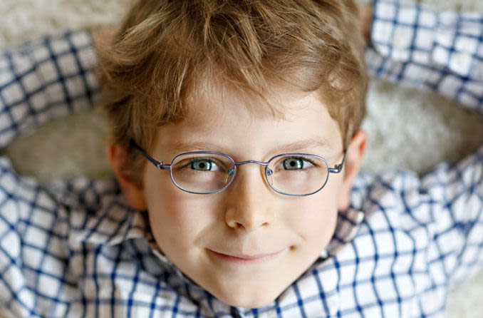Young boy wearing eyeglasses