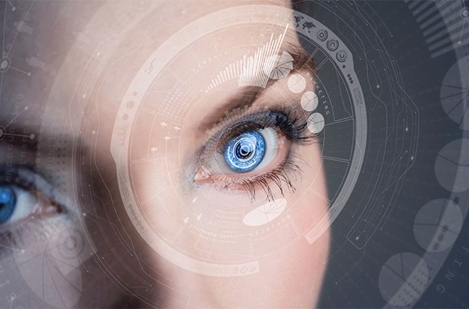 woman wearing Apple's AR contact lenses
