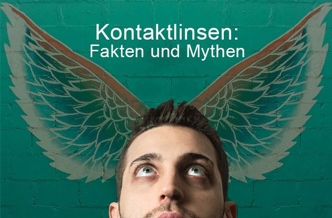 Mann mit Flügeln blickt auf Worte