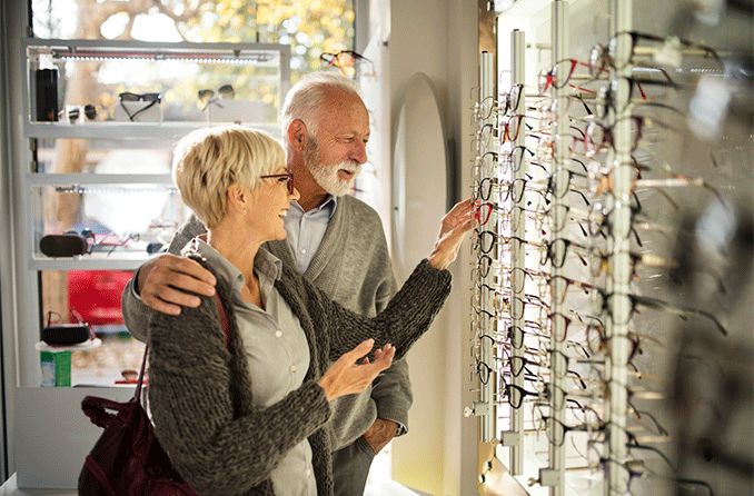 Purchasing eyeglasses at a Lenscrafters store using vision insurance