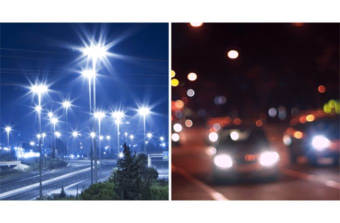 Complicaciones de lasik: farolas y faros de automóviles con halos por la noche