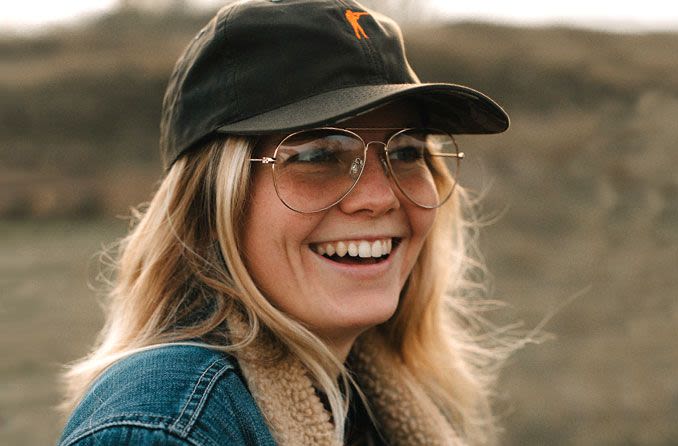 woman wearing cheap glasses