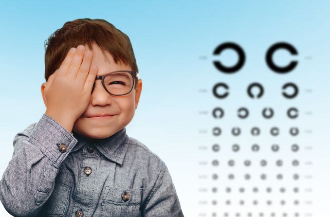 Boy getting an eye exam