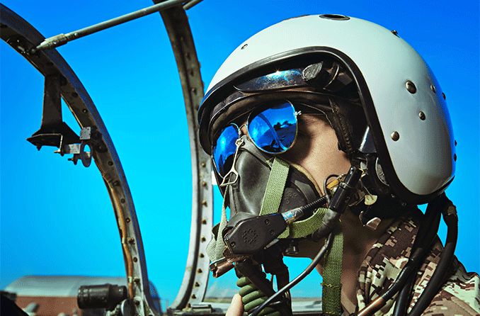 Top Gun pilot wearing Ray-Ban aviator sunglasses