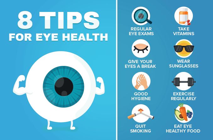 illustration of 8 tips for healthy eyes