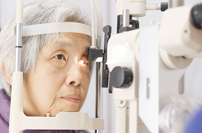 女人接受青光眼眼科檢查
