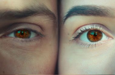 Man and woman with brown eyes.