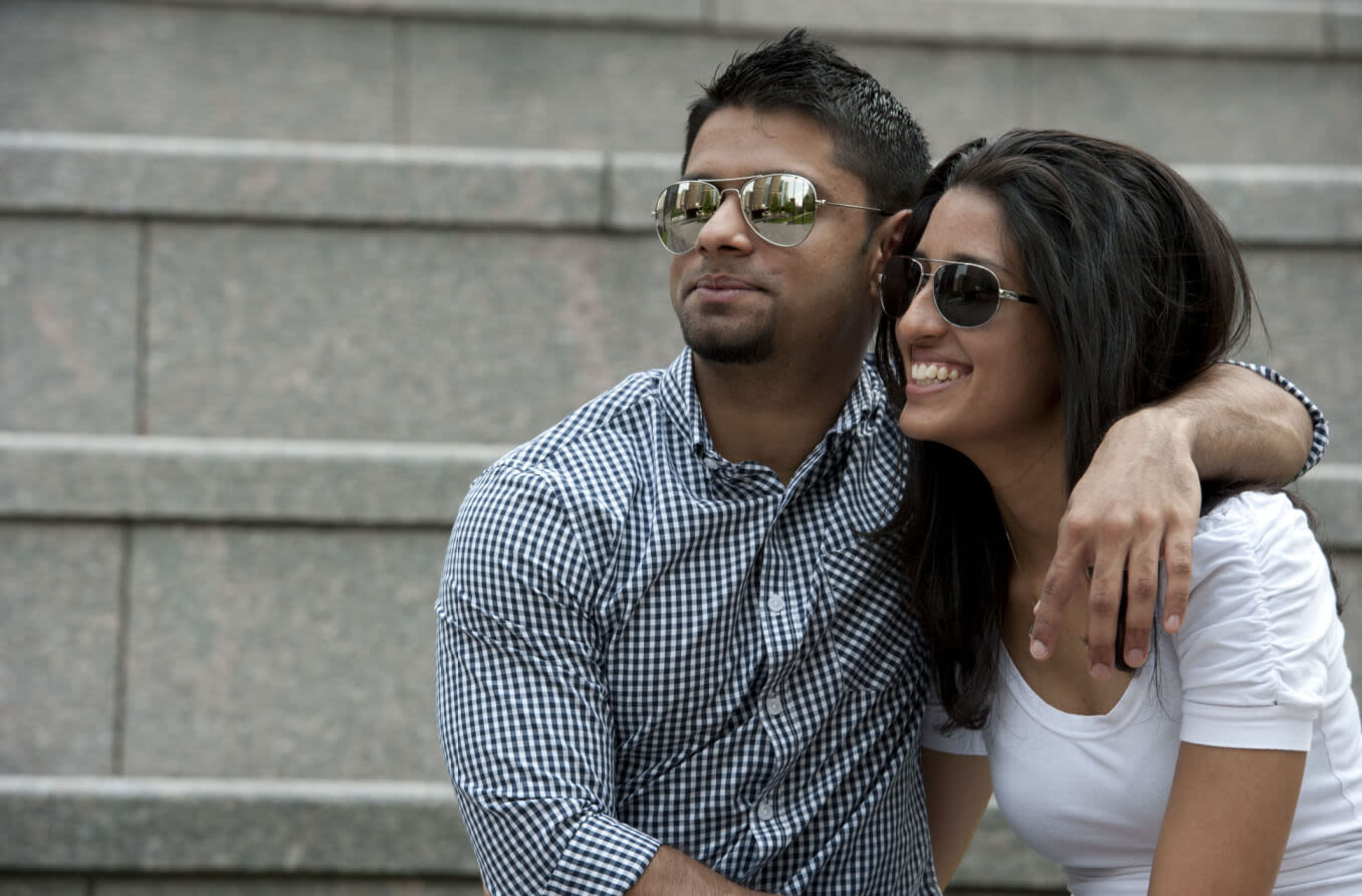 Couple wearing sunglasses