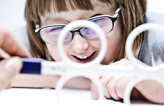 A child using vision therapy