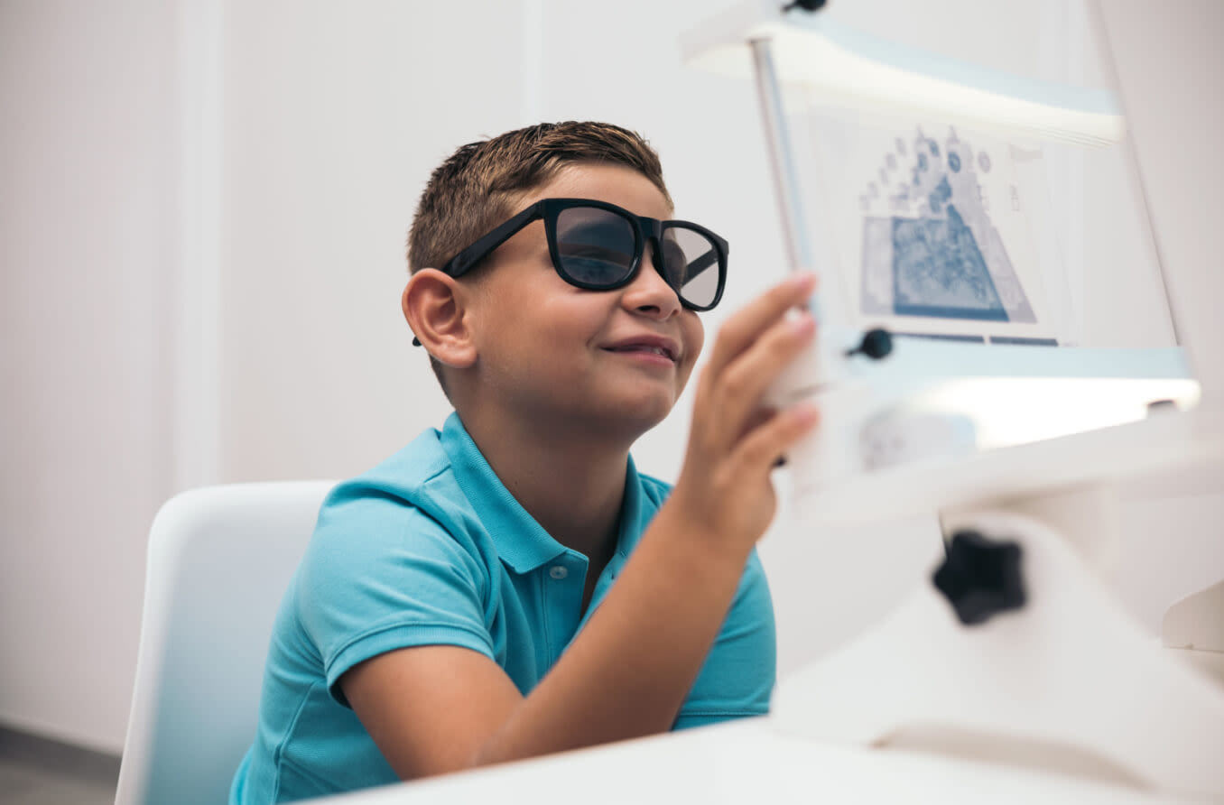 A child using vision therapy