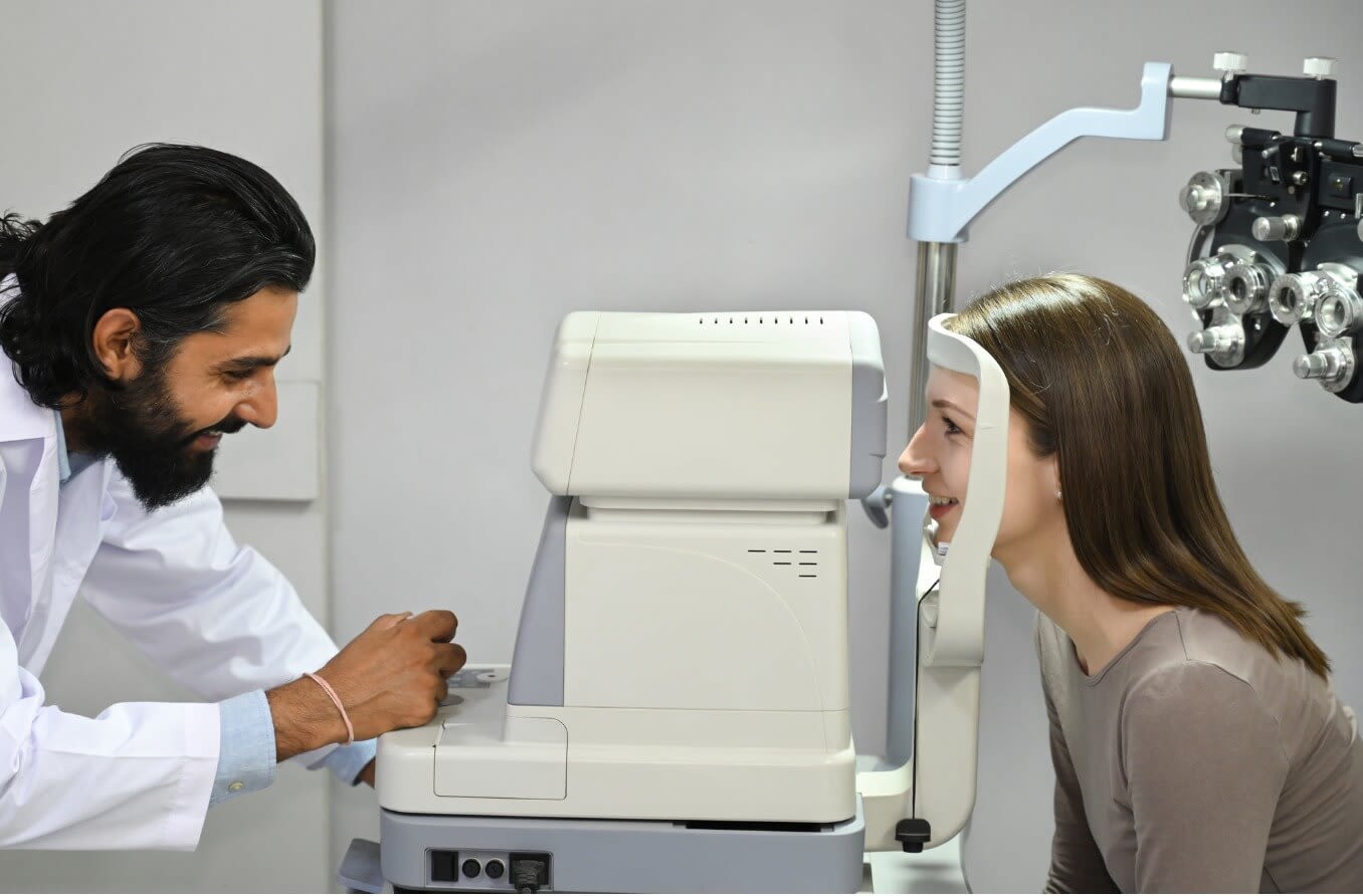 girl having a free eye exam