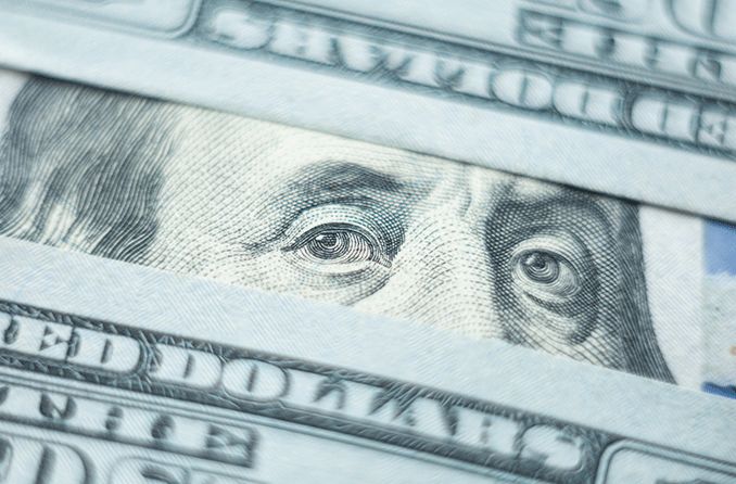 George Washington's eyes on a dollar bill