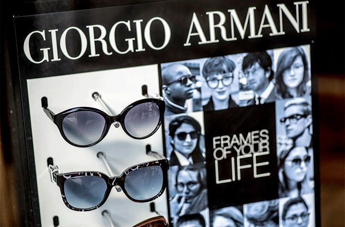 Giorgio Armani retail display of eyewear