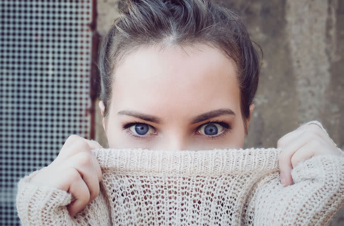 Girl showing her lazy eye