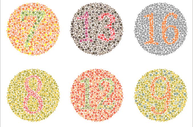 Immagini del test di Ishihara per il daltonismo
