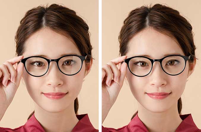 带和不带防反射镜片涂层的眼镜