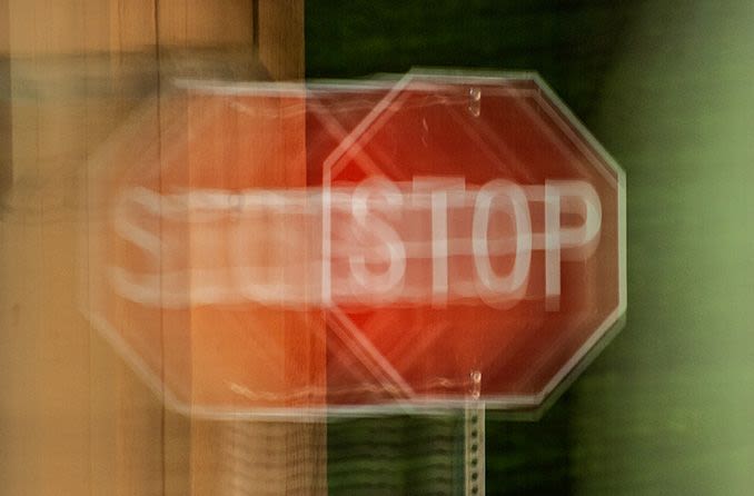 stop sign that is blurry