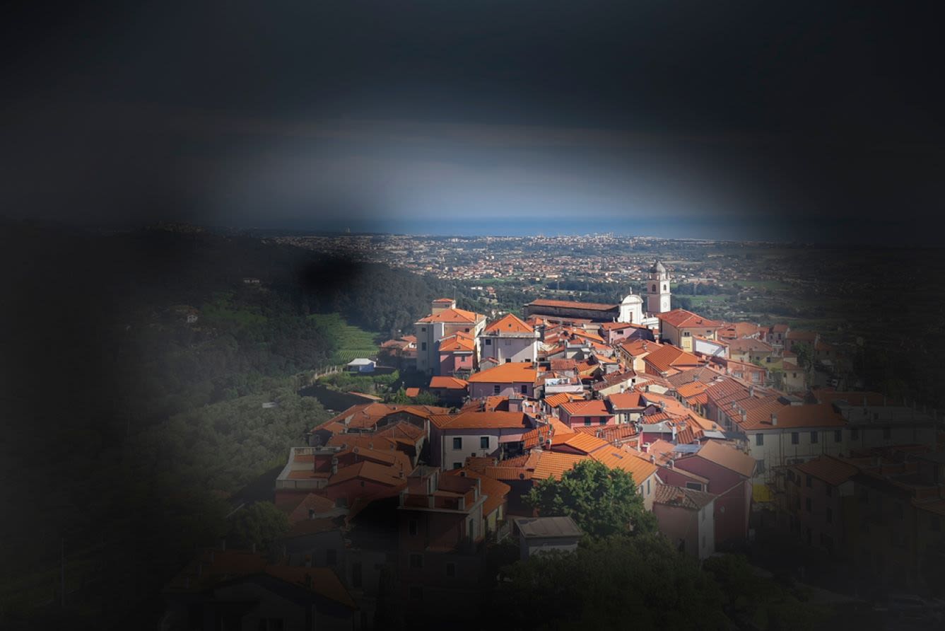 vista aerea di una città offuscata dal glaucoma