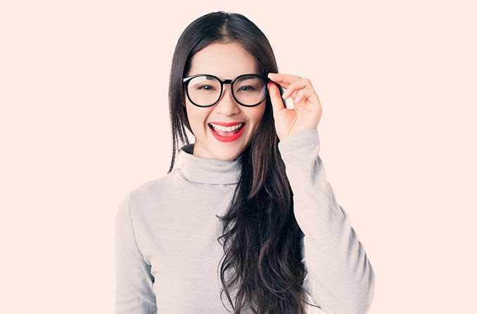 Asian woman wearing glasses