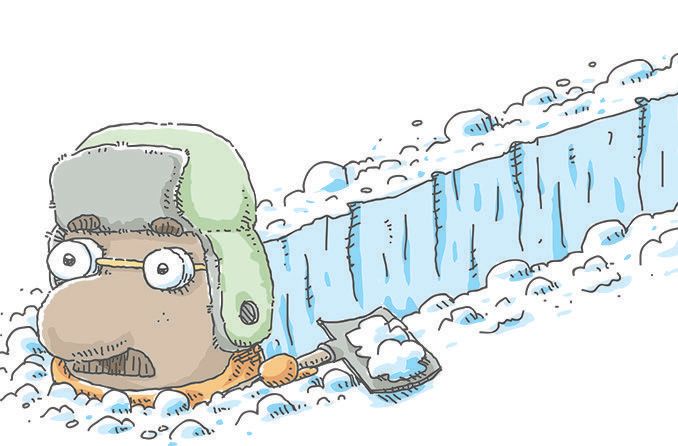 Illustration of a man shoveling snow