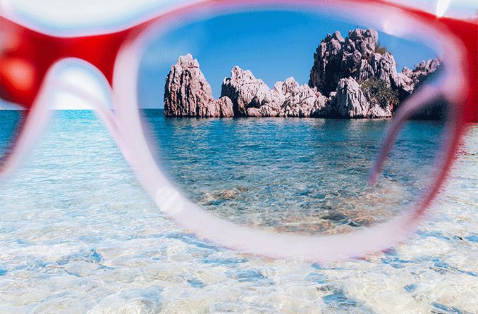 ocean and cliffs view through polarized sunglasses