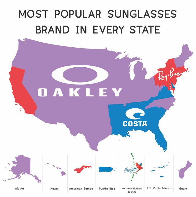 Most Popular Sunglasses Brands by State - All About Vision