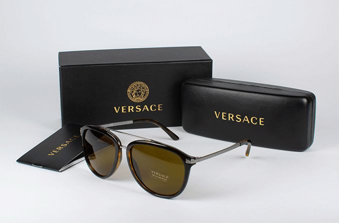 Versace Women's Black Rectangular Framed Sunglasses