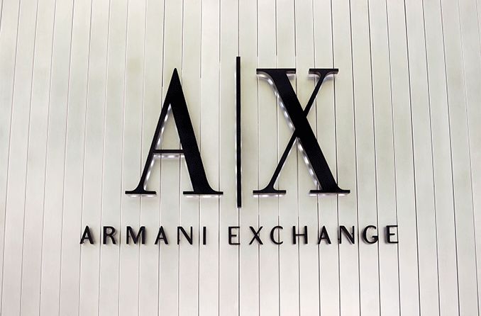 Armani Exchange logo on a retail store
