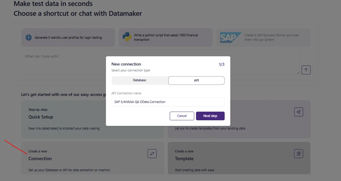Create a new SAP API connection