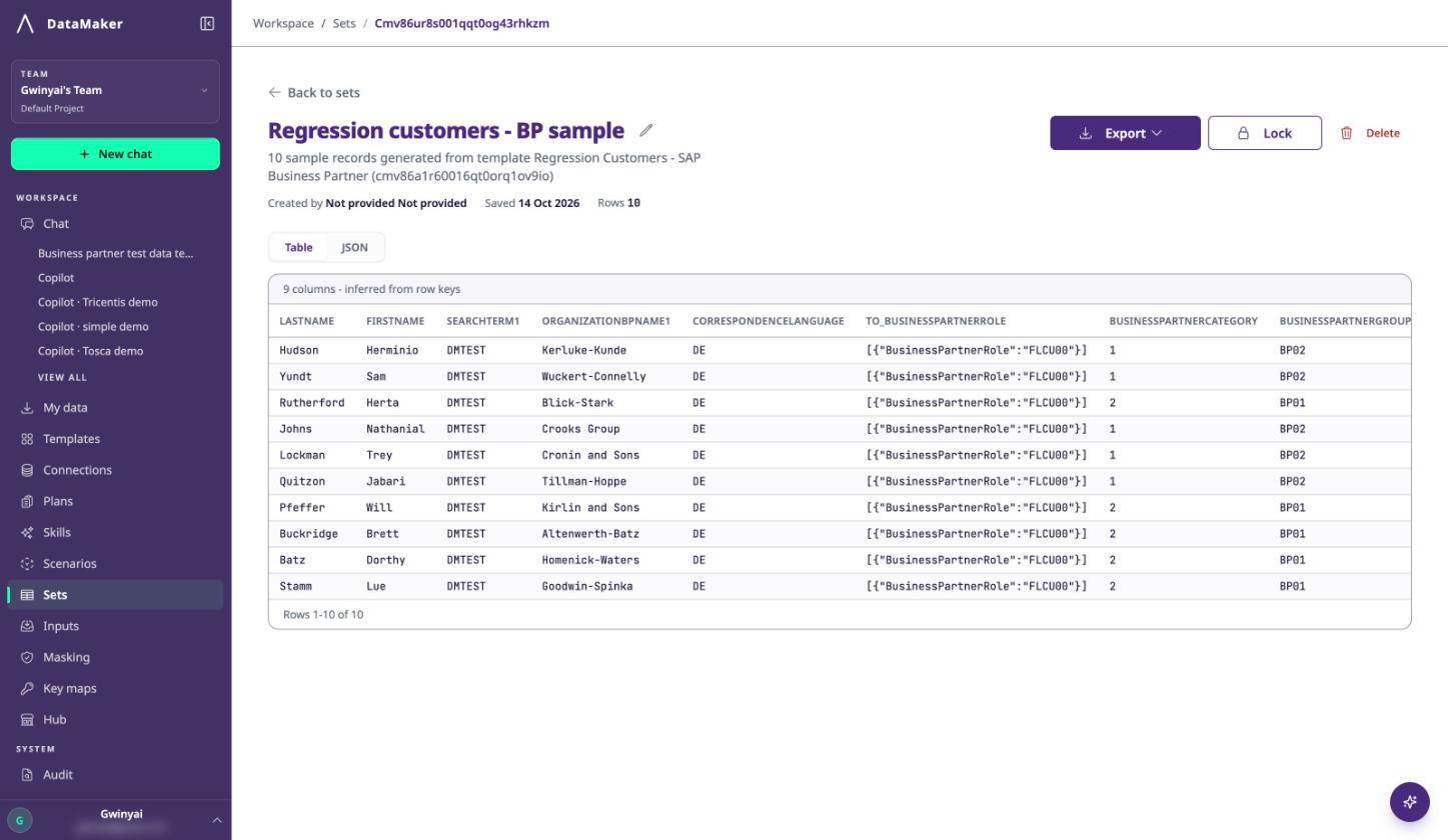 Sample records saved as a set