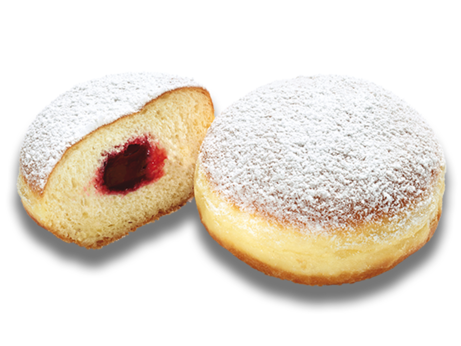 Berliner mit Mehrfruchtfüllung, gepudert