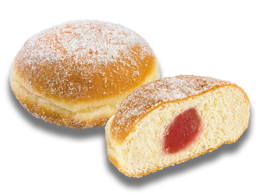 Berliner mit Mehrfruchtfüllung, gezuckert