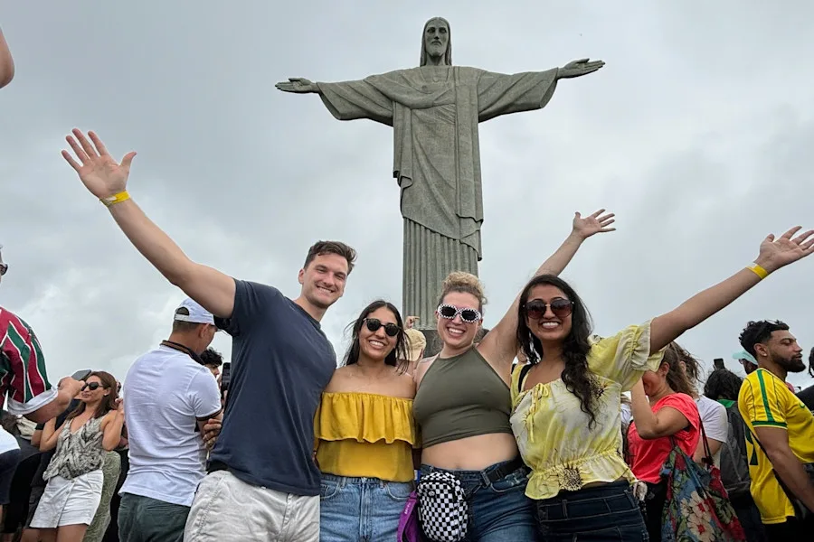 Global Health students in front of Christ the Redeemer Statue in Rio de Janeiro, Brazil