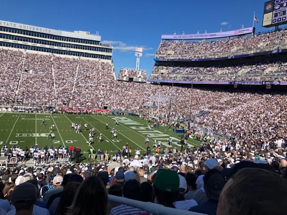 A view of Beaver Stadium from the stands at a Penn State football game