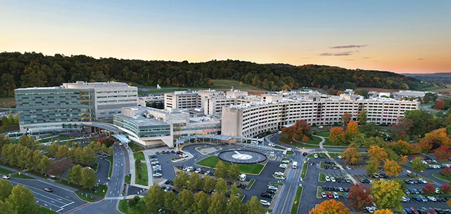 Aerial view of the Hershey Medical Center and Penn State College of Medicine campus