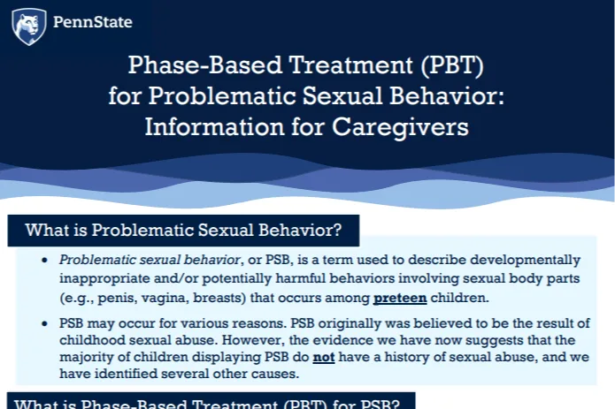Screenshot of the PDF for PBT Caregivers in English
