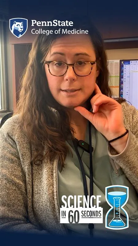 Thumbnail image showing Emily Funk with the words Penn State College of Medicine and Science in 60 Seconds