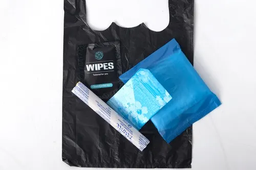 Assorted items found in a menstrual kit