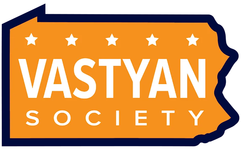 Vastyan Society inside an outline of Pennsylvania with five stars above the words.